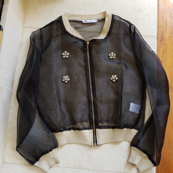 Jackets & Blazers - StyleWe Sheer Organza Jacket with Rhinestones